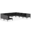 vidaXL 9 Piece Garden Lounge Set with Cushions Poly Rattan Dark Grey