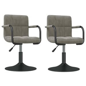 vidaXL Swivel Dining Chairs 2 pcs Light Grey Velvet