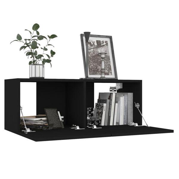 vidaXL 6 Piece TV Cabinet Set Black Engineered Wood