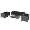 vidaXL Garden Lounge Set | Dark Grey Rattan, Black Cushions