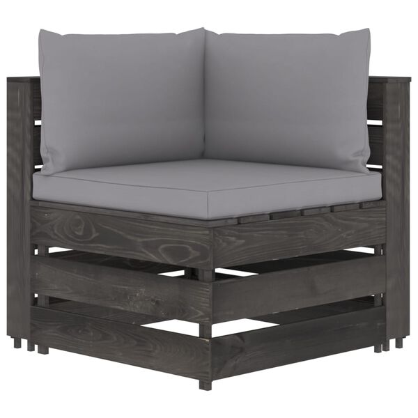 vidaXL 6 Piece Garden Lounge Set with Cushions Grey Impregnated Wood