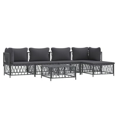 vidaXL 6 Piece Garden Lounge Set with Cushions Anthracite Steel