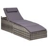 vidaXL Sunbed with Cushion Poly Rattan Grey