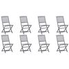 vidaXL Folding Outdoor Chairs 8 pcs with Cushions Solid Acacia Wood