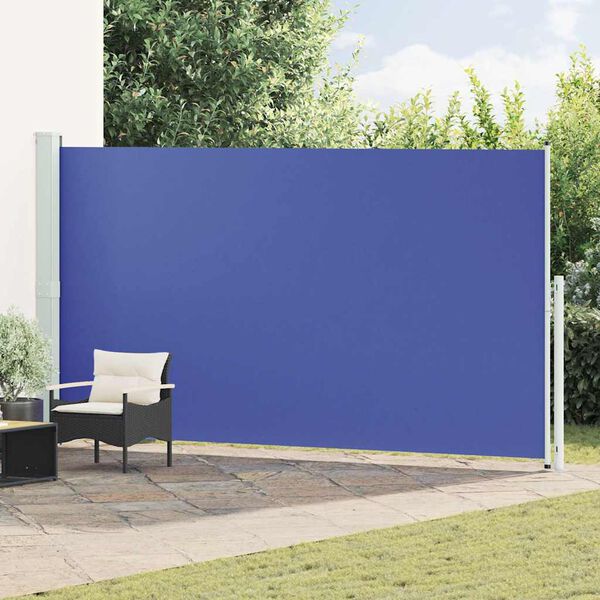 vidaXL Patio Retractable Side Awning 200x500 cm Blue