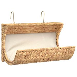 vidaXL Cat Bed with Cushion Water Hyacinth 37x20x20 cm