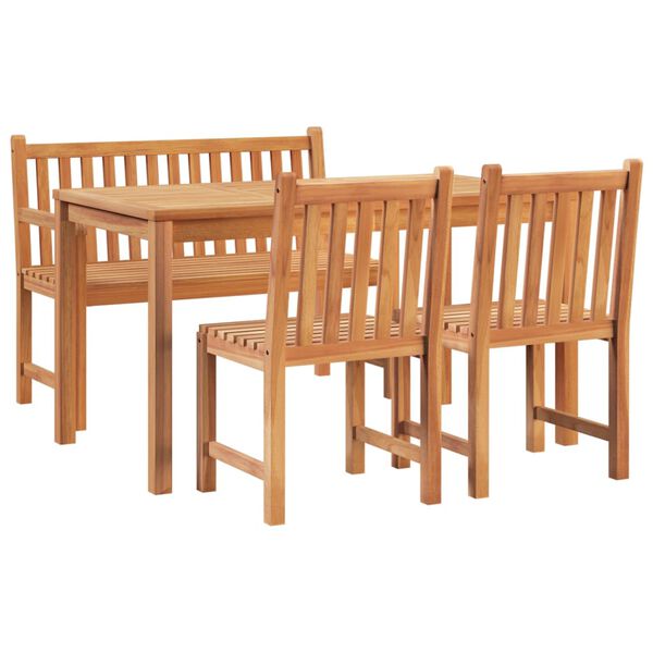 vidaXL 4 Piece Garden Dining Set Solid Wood Teak