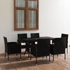 vidaXL 7 Piece Garden Dining Set Poly Rattan Black