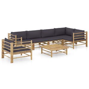 vidaXL Garden Lounge Set | Dark Grey | Bamboo, 100% Polyester | Medium | Modular