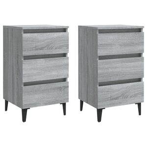 vidaXL Bed Cabinets with Metal Legs 2 pcs Grey Sonoma 40x35x69 cm