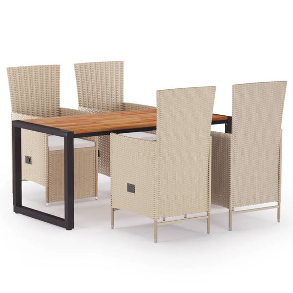 vidaXL 5 Piece Garden Dining Set Beige
