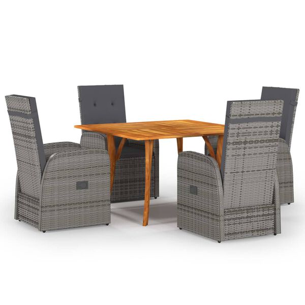 vidaXL 5 Piece Garden Dining Set Grey