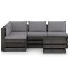 vidaXL 5 Piece Garden Lounge Set with Cushions Grey Impregnated Wood