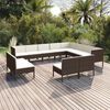 vidaXL 12 Piece Garden Lounge Set with Cushions Poly Rattan Brown