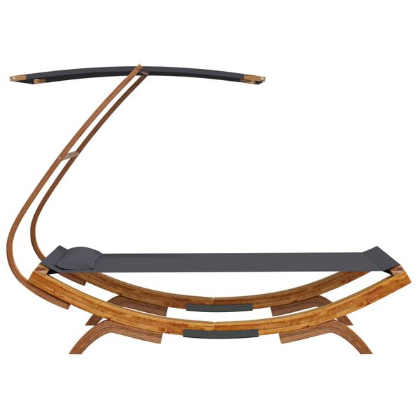 vidaXL Outdoor Lounge Bed with Canopy 100x190x134 cm Solid Bent Wood Anthracite
