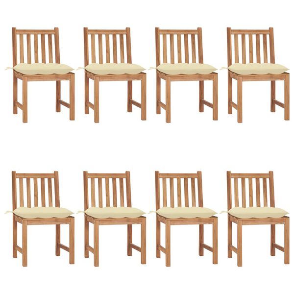 vidaXL Garden Chairs 8 pcs with Cushions Solid Teak Wood
