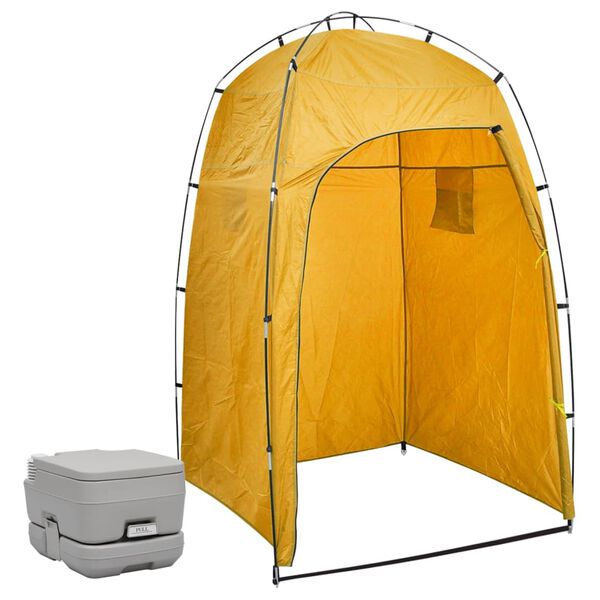 vidaXL Portable Camping Toilet with Tent 10+10 L