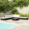 vidaXL 8 Piece Garden Lounge Set with Cushions Poly Rattan Black