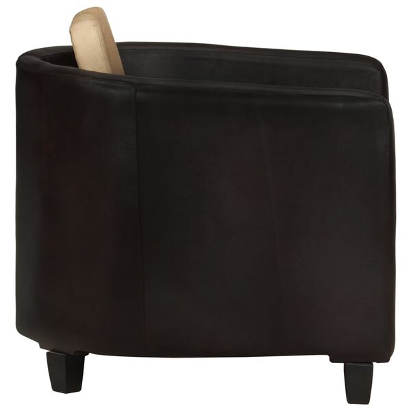 vidaXL Armchair Tan and Black Real Leather