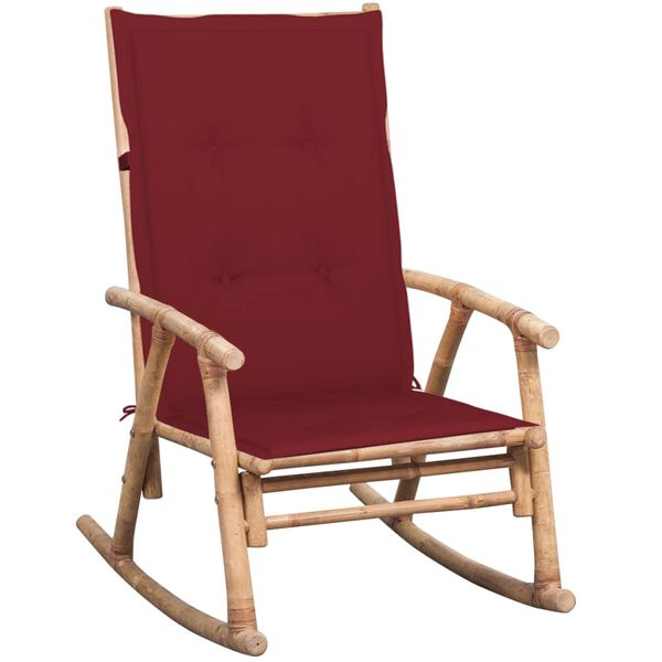 vidaXL Rocking Chair with cushion Bamboo