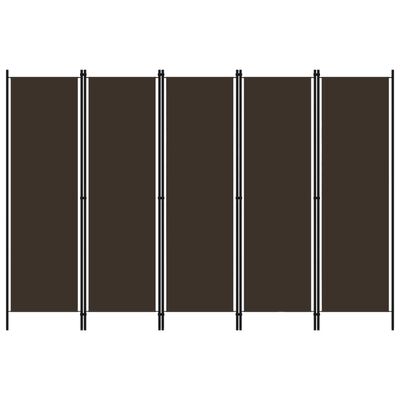 vidaXL 5-Panel Room Divider Brown 250x180 cm