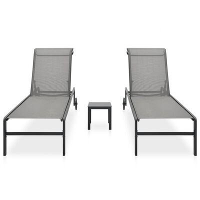 vidaXL Sun Loungers 2 pcs with Table Textilene and Steel