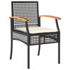 vidaXL Garden Chairs with Cushions 2 pcs Black Poly Rattan Acacia Wood