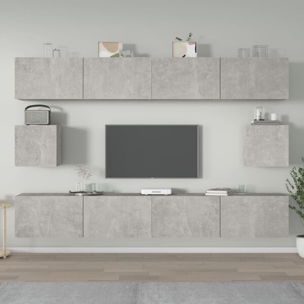 vidaXL 6 Piece TV Cabinet Set Concrete Grey Engineered Wood