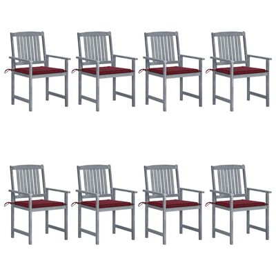 vidaXL Garden Chairs with Cushions 8 pcs Solid Acacia Wood Grey