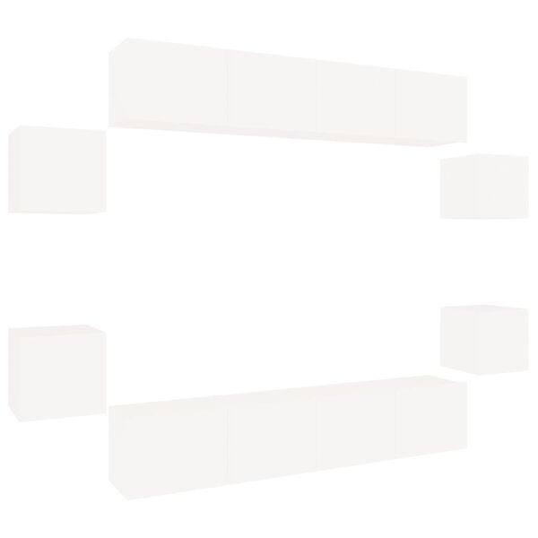 vidaXL 8 Piece TV Cabinet Set White Engineered Wood