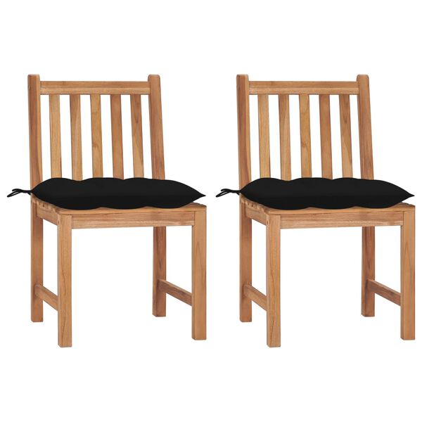 vidaXL Garden Chairs 2 pcs with Cushions Solid Teak Wood