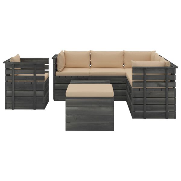 vidaXL 8 Piece Garden Pallet Lounge Set with Cushions Solid Pinewood