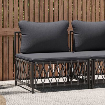 vidaXL Garden Middle Sofa with Cushions Anthracite Woven Fabric