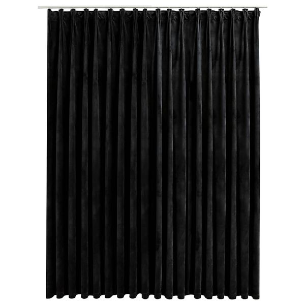 vidaXL Blackout Curtain with Hooks Velvet Black 290x245 cm