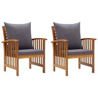 vidaXL Garden Chairs with Cushions 2 pcs Solid Acacia Wood