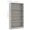 vidaXL 4-Tier Book Cabinet Concrete Grey 80x24x142 cm Engineered Wood