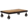 vidaXL Coffee Table with Wheels Solid Mango Wood 100x60x26 cm