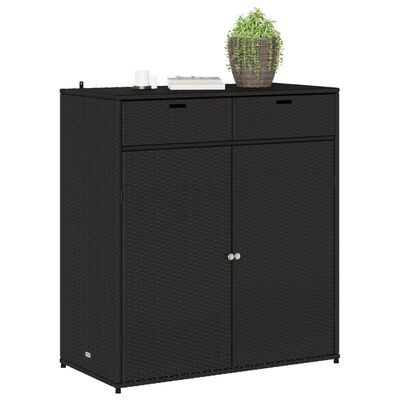 vidaXL Garden Storage Cabinet Black 105x55x113 cm Poly Rattan