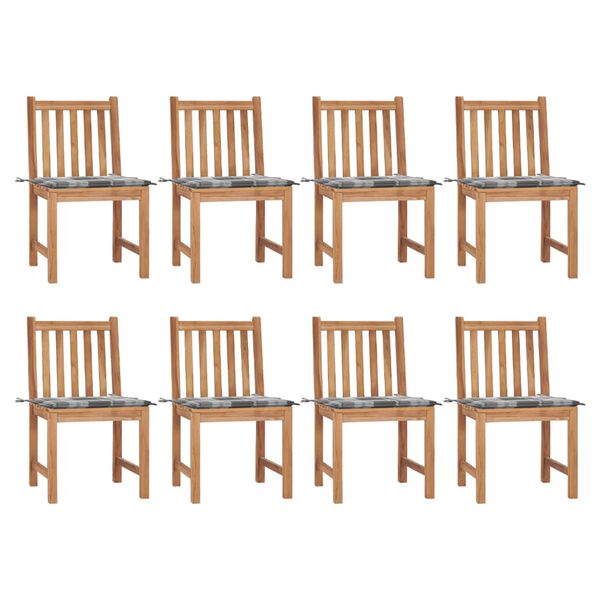 vidaXL Garden Chairs 8 pcs with Cushions Solid Teak Wood