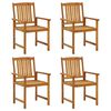 vidaXL Garden Chairs with Cushions 4 pcs Solid Acacia Wood
