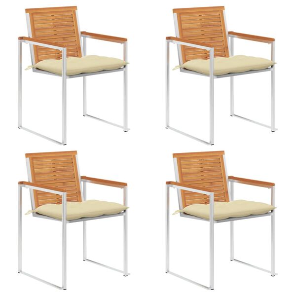 vidaXL Garden Chairs 4 pcs with Cushions Solid Acacia Wood