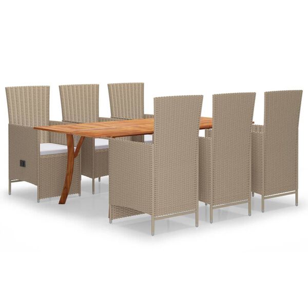 vidaXL 7 Piece Garden Dining Set Beige