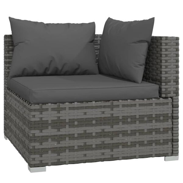 vidaXL 9 Piece Garden Lounge Set with Cushions Poly Rattan Grey