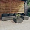 vidaXL 6 Piece Garden Lounge Set with Cushions Poly Rattan Grey