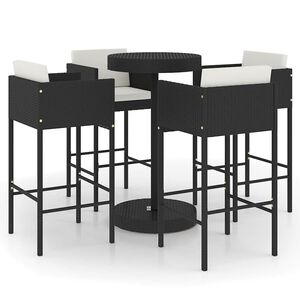 vidaXL Garden Bar Set | Black and Cream White | PE rattan, steel | Standard