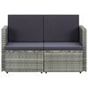 vidaXL 2 Seater Garden Sofa with Cushions Grey Poly Rattan
