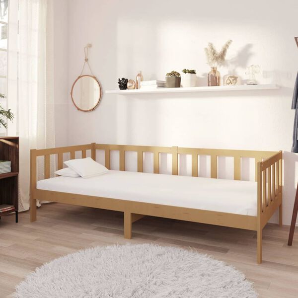 vidaXL Day Bed with Mattress 90x200 cm Honey Brown Solid Wood Pine