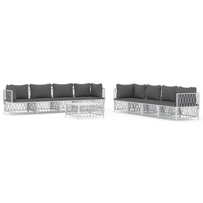 vidaXL 9 Piece Garden Lounge Set with Cushions White Steel