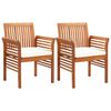 vidaXL Garden Dining Chairs with Cushions 2 pcs Solid Acacia Wood