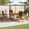 vidaXL 5 Piece Garden Dining Set Solid Wood Acacia and Textilene